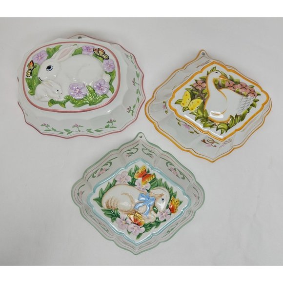 Lot of 3 1986 Le Cordon Bleu Franklin Mint Ceramic Baking Molds Wall Hanging VTG - Picture 1 of 8